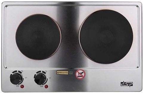 Dsp double electric cooker 1000w &amp; 1500w kd4047 silver