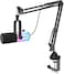 FDUCE Dynamic Gaming Microphone kit, USB/XLR Podcast Computer Microphone with Boom arm Stand, RGB Light, Mute Button and Headphone Jack, for Gamer Streaming Recording Studio YouTube Online Chat(D20+)
