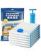 6Pack Reusable Vacuum Storage Bags with Hand Pump, Space Saver Compression Bags for Travel and Home, for Clothes, Bedding, Duvets and Pillows, 1 Jumbo, 2 Large, 3 Medium