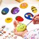 55pcs Rock Painting Kit for Kids - DIY Arts and Crafts Set for Girls, Boys- Fun Outdoor Activities w/6 Stones, 4 Painted Wood, 12 Acrylic Paints, 2 Brushes, 16 Googly Eyes