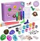 55pcs Rock Painting Kit for Kids - DIY Arts and Crafts Set for Girls, Boys- Fun Outdoor Activities w/6 Stones, 4 Painted Wood, 12 Acrylic Paints, 2 Brushes, 16 Googly Eyes