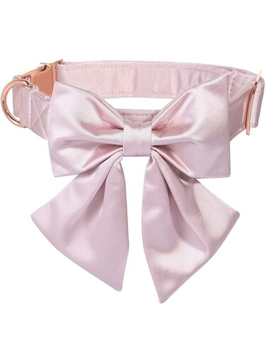 Khazna Dog Collar with Bow Tie, Adjustable Bows for Puppy Dogs with Metal Buckle Collar, Dog Collar Bowtie for Small Dog and Cat, Neck 25-40cm