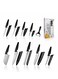 GET Premium 18-Piece Black Stainless Steel Knife Set, Non-Slip Comfort Handles, Sharpened Chef Knives, Fruits &amp; Vegetable Peeler Included, Ideal for Home &amp; Professional Kitchen