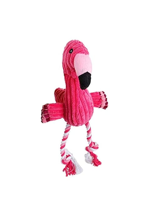 Pet Chewing Plush Toy Flamingo Shape Puppy Rope Weaving Dog Squeaky Toy Plush Vocal Toy Flamingo