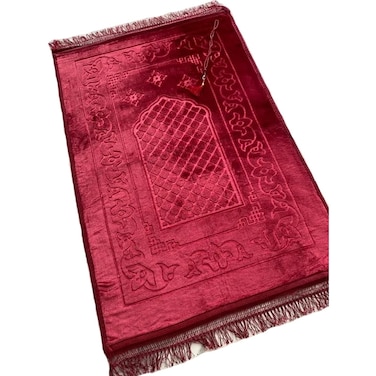 Comfortable Velvet Prayer Mat 80x120cm (Red) ID1183