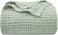 Ultra Soft 400gsm Waffle Weave Blanket Queen Size (230cm x 230cm), Cozy Woven Blanket for Bed, Decor, Sofa, Sage Green