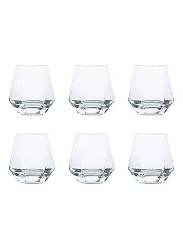 6-Piece Hexagonal Low Glass Water Cup Clear