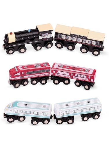 Battat &ndash; Train Toys for Kids, Toddlers, Collectors &ndash; 6pc Wooden Train Set &ndash; Magnetic Toy Trains &ndash; Developmental Toy &ndash; Wooden Passenger Trains &ndash; 3 Years +