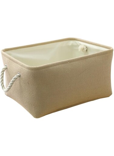 Benting Decorative Basket Rectangular Small Storage Basket - Stylish Fabric Storage Bin Organizer with Handles for Clothes Storage (Beige,L：41 * 32 * 20cm)