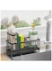 Sponge Holder for Kitchen Sink, Sink Caddy with High Brush Holder, Organzier Rustproof 304 Stainless Steel Dish Organizer Divider, Soap Dispenser Storage