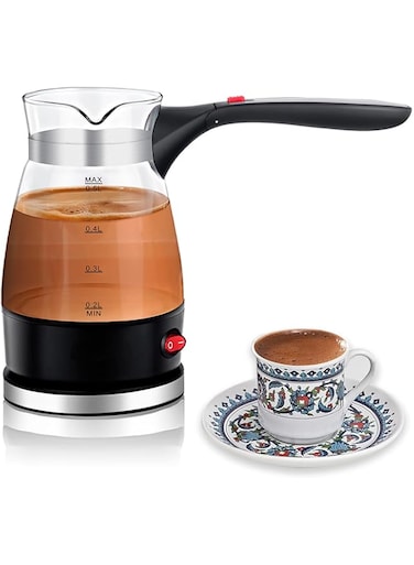 Angju 500ML Turkish Glass Coffee Maker Machine, Foldable Handle with Mini Portable Electric Turkish Coffee Maker Machine for Office Turkey Coffee Maker Electrical Coffee Pot or Tea and Boil Water