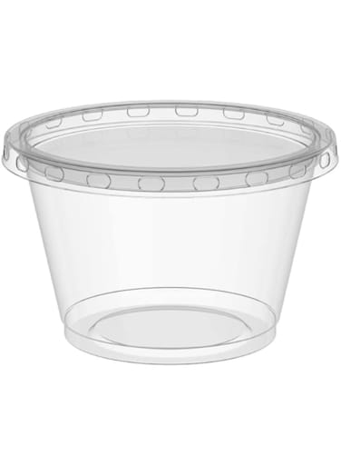 150 SET - 120ml - Plastic Clear Portion Cups/Souffle Cups/Sauce Cups With Clear Lid - (SAUCE - SPICES - PICKLE - JELLY - LIQUID) -(HOT &amp; COLD USE)
