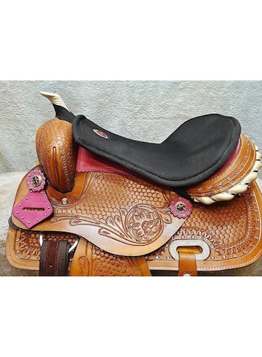 Manaal Enterprises Soft Seat Cushion for Hard Seat Saddles Old Saddles Cushion Seat Detachable Seat for Saddle Comfortable Seat for Saddles Size 16 &amp; 17. (17, Black)