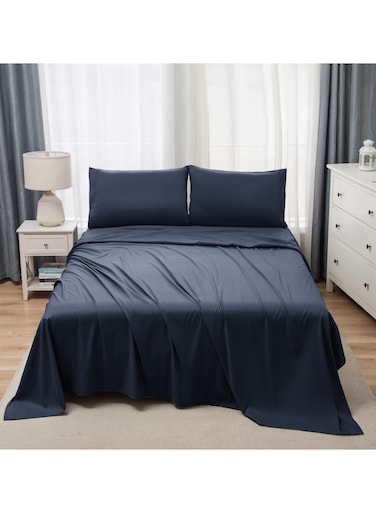 Bedding King Bed Sheets Set - 4 Piece Bedding - Brushed Microfiber - Shrinkage and Fade Resistant - Easy Care (Navy, King)