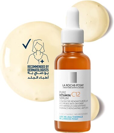 La Roche Posay 12% Pure Vitamin C Anti-Aging Face Serum with Hyaluronic Acid &amp; Salicylic Acid; Boosts Skin Regeneration and Reduces Appearance of Wrinkles 30ML  (Pack of 2)