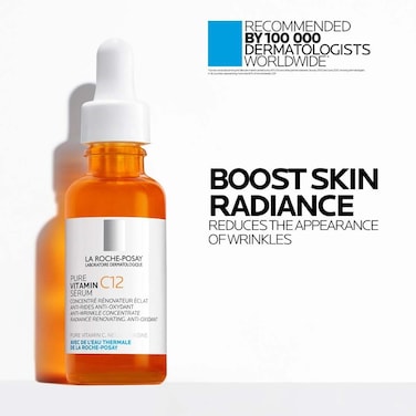 La Roche Posay 12% Pure Vitamin C Anti-Aging Face Serum with Hyaluronic Acid &amp; Salicylic Acid; Boosts Skin Regeneration and Reduces Appearance of Wrinkles 30ML