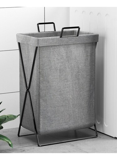 50L Laundry Basket with Stainless Steel Frame, Foldable Collapsible Waterproof Basket, Hamper Bag Washing Bin Clothes Organizer Storage