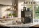 Microwave Stand with Enclosed Cabinet Doors   Dustproof Kitchen Countertop Shelf Organizer   Multi-Tier Storage Rack for Oven, Seasonings, Dishes &amp; Small Appliances