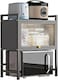Microwave Stand with Enclosed Cabinet Doors   Dustproof Kitchen Countertop Shelf Organizer   Multi-Tier Storage Rack for Oven, Seasonings, Dishes &amp; Small Appliances