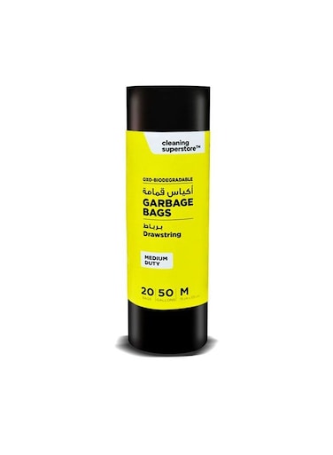 superstore Multi-Purpose Drawstring Garbage Bag Roll for Garbage Bin/Dust Bin/Waste Basket/50 Gallons/20 Bags/75x103 cm Black (Pack Of 1)