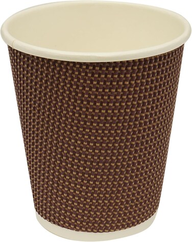 IDEAL PACK Ripple Paper Cup with Lid, 8oz, Pack of 25pcs, Chocolate &amp; Black