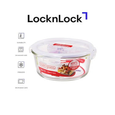LocknLock 950ml Oven Glass Round Container &ndash; Durable, Microwave Safe Food Storage Solution
