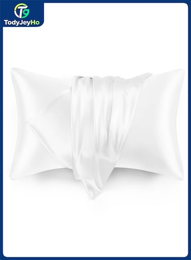 White Satin Pillowcase, Soft and Breathable Body Pillow Case, cooling and Silky , White Silk Pillowcase for Hair and Skin (51x76cm)