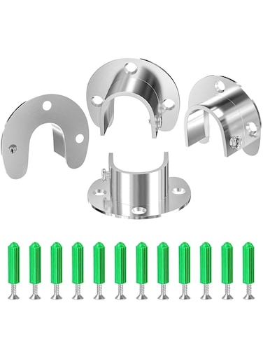 DDHOMIN 4 PCS Stainless Steel Thickened U Shaped Rod Supports,Open Type Socked Bracket for 25MM Rod Pole End Support