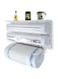 by Misbah 4-in-1 Wall-Mount Paper Towel Holder   Plastic Wrap and Foil Dispenser with Spice Rack   White