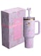 x LoveShackFancy Quencher 40OZ,Happy Thoughts,Presented in Elegant Gift-Ready Packaging,Purple Rose