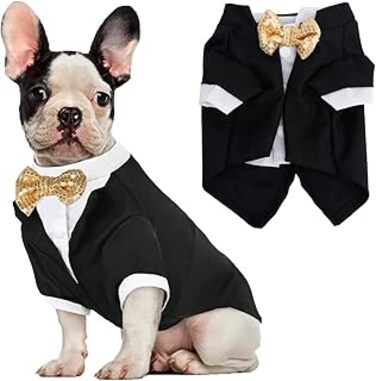 Dog Tuxedo, Formal Dog Clothes Shirt Costume Wedding Attire Party Bow Tie Suit, Dog Outfit for Small Medium Large Dogs Cats, Halloween Pet Costumes Birthday Puppy Clothing Christmas Apparel (XL)