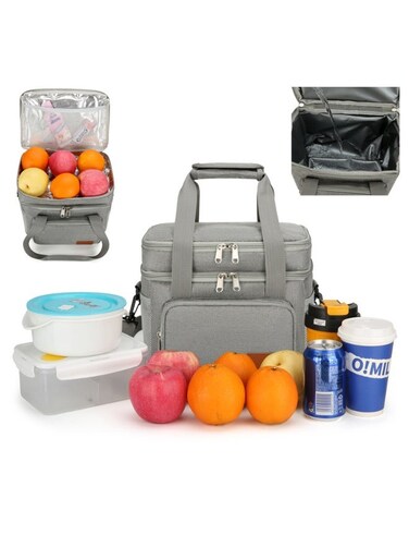 Bag Handheld Crossbody Thickened Double Layer Foldable Large Capacity Lunch Insulation Bag