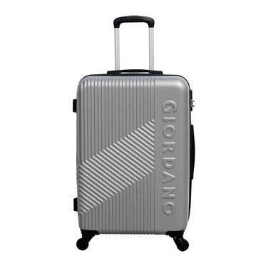 GIORDANO Logo Series Check-In Medium Suitcase Silver, ABS Hard Shell Lightweight Durable 4 Wheels Luggage Trolley Bag 24" With Secure 3 Digit Number Lock.