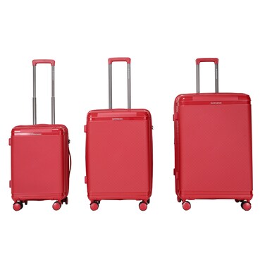 Giordano League Luggage Set PP Hardshell Travel Business Suitcase, Durable Hardside Unbreakable Lightweight Expandable Anti-theft Zip 4 Double Wheel TSA Lock 3pcs Trolley (20+24+28 Inch).Burgundy