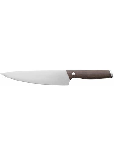 Berghoff Essentials Chef's Multifunctional knife stainless steel blade for veggies, meat, fish or poultry with dark wooden crack-resistant handle 20 cm