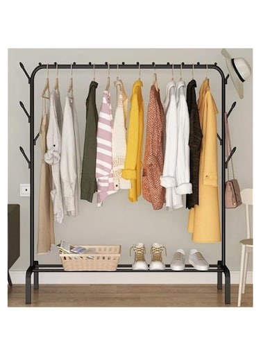 Dubai Gallery Clothes Rack Metal Garment Racks Heavy Duty Indoor Bedroom Cool Clothing Hanger With Top Rod And Lower Storage Shelf High Storage Rack AMZ-ZCFCAA776376FB82CD7DBZ