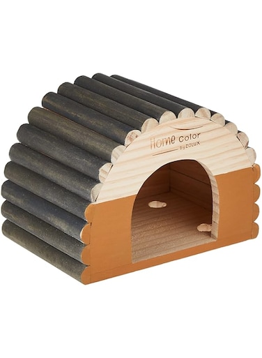 Zolux Home Color Wooden House With Round Timbers - Medium/Orange