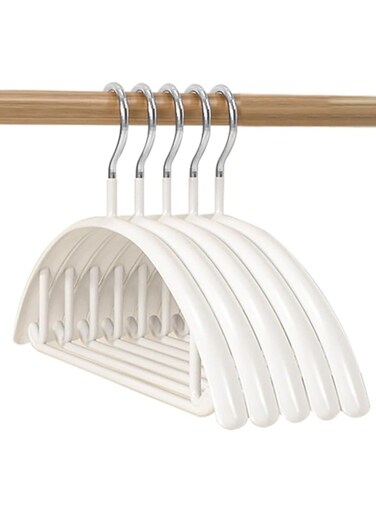 Non Slip Hangers Suit Hangers 5 Pack Clothes Hangers with No Shoulder Bump Design for Coats Jackets Pants Dress Clothe White 5p