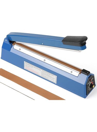 yeler 12 Inch Impulse Heat Sealer Impulse Bag Sealer Manual Poly Bag Heat Sealer Machine for Plastic Bags PE PP Bags Extra Replace Element Grip(Blue)