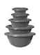 Gab Plastic, Round Basin, Set of 5 Basins, in Different Sizes, Plastic Wash Basin, Stackable Bowls, Multipurpose Washing Sink, Small Plastic Washbowl, Recycled Plastic, Sturdy &amp; Durable. (Silver)