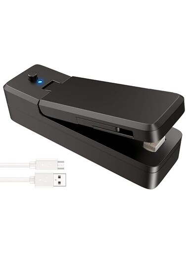 IBAMA Mini Bag Sealer 2 in 1 Rechargeable Portable Bag Vacuum Heat Sealer&amp;Cutter for Plastic Snack PVC Bags Outdoor Picnic Campaign (Black)
