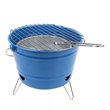 Portable Camping BBQ Bucket Charcoal Stove Barbecue Grill Picnic Round Steel