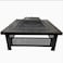 Garden Fire Pit Charcoal BBQ Table Outside Wood Burning Heater Square Stove Black
