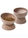 Havniva Ceramic Cat Feeder, Brown Coffee, Raised x 1 + Tilted x 1, Food and Water Bowl for Kitten, Pet Supplies