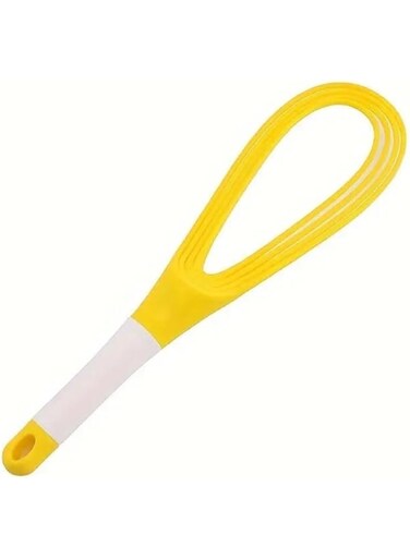 Hifza Online HO 2-in-1 Collapsible Twist Whisk - Multifunctional Balloon &amp; Flat Whisk for Baking, Cooking, and Mixing - Space-Saving Kitchen Gadget &amp; Essential Tool for Home Chefs (Yellow)