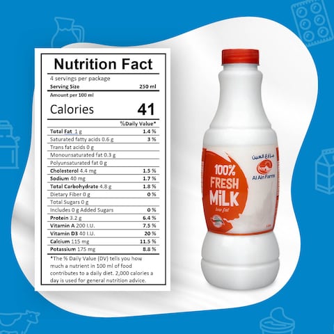 Al Ain Farms Low Fat Fresh Milk, 1L