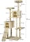 Cat tree tower activity center for indoor cats and kittens, Cat tree scratching post with Double perches, Dangling balls, Double cat condos, and Climbing ladder 180 cm (Beige)