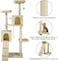 Cat tree tower activity center for indoor cats and kittens, Cat tree scratching post with Double perches, Dangling balls, Double cat condos, and Climbing ladder 180 cm (Beige)