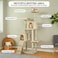 Cat tree tower activity center for indoor cats and kittens, Cat tree scratching post with Double perches, Dangling balls, Double cat condos, and Climbing ladder 180 cm (Beige)