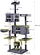 Cat tree tower for indoor cats and kittens, Cat tree climbing tower activity center with Perches, Dangling balls, Scratching post, Cozy hammock, Double condos, and Cat nest 185 cm (Dark-grey)